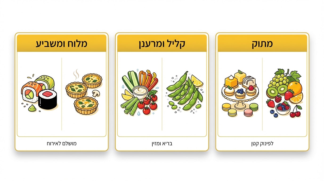 שולחן מגשי אירוח מעוצב עם סושי וירקות - נויה פוד