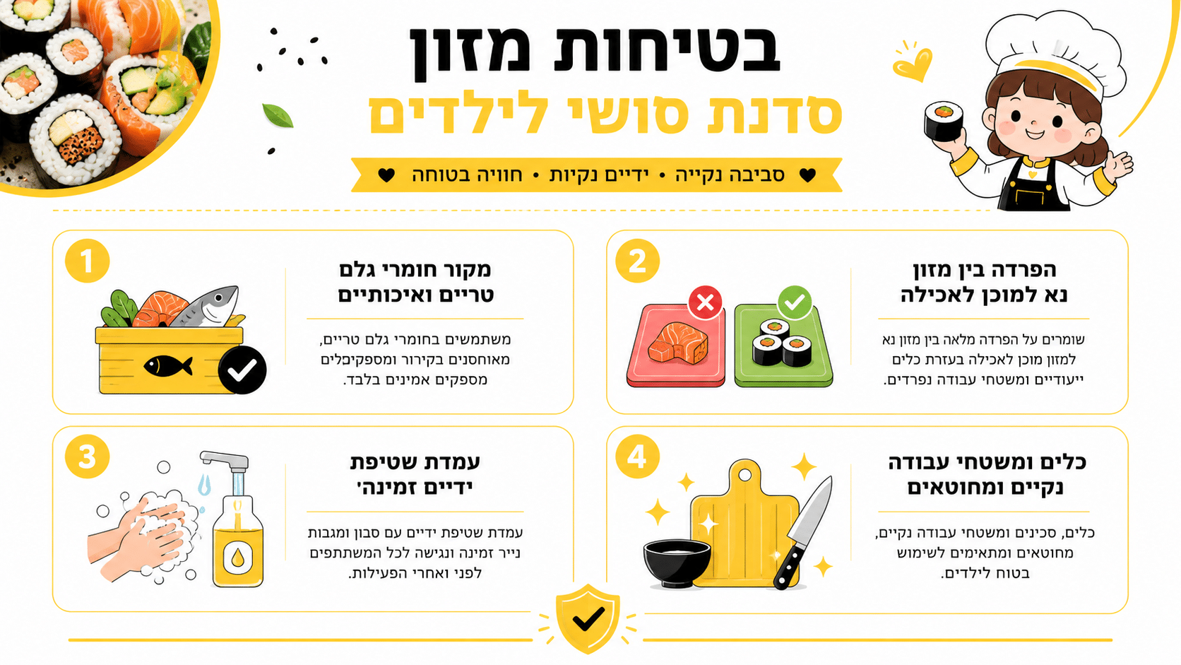 תפריט סושי מותאם לילדים עם ירקות וטמאגו